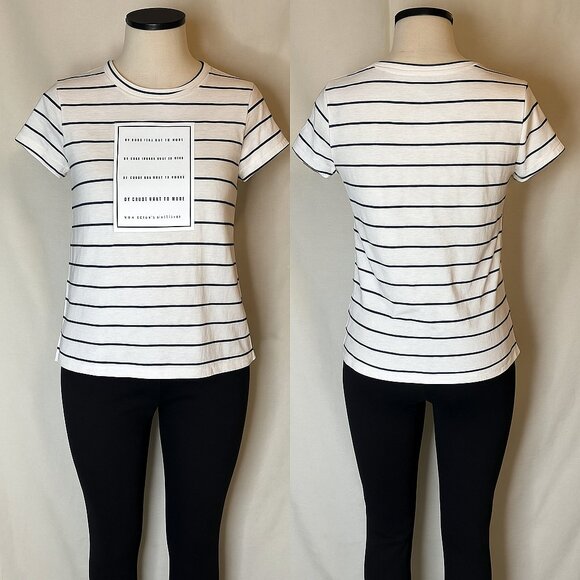 Zara Trafaluc "We Know What to Wear" Stripe Tee – NWT Size Small - Picture 1 of 9